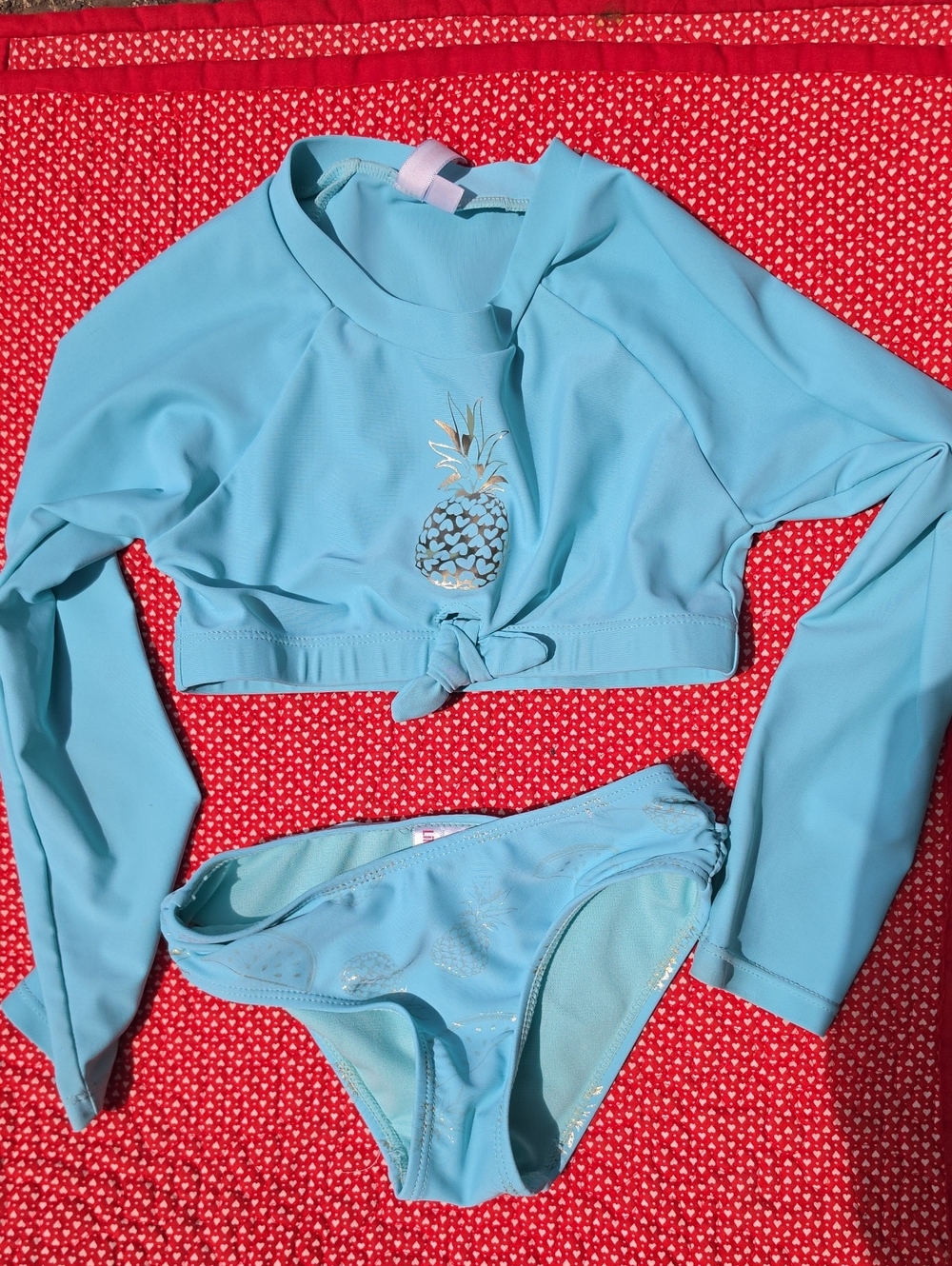 Limited Too Light Blue Pineapple Long-Sleeve Rashguard Set